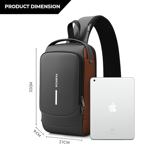 Brand: Lynacz Waterproof Sling Backpack | Anti-Theft Crossbody Bag with USB Charging, Hidden Pockets & Durable Zippers | Best for Office, Travel, Sports, Cycling & Daily Use