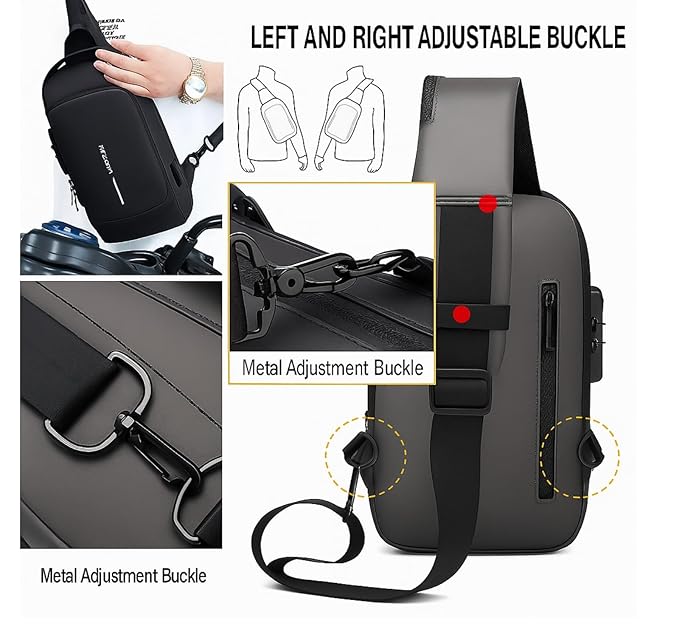 Brand: Lynacz Waterproof Sling Backpack | Anti-Theft Crossbody Bag with USB Charging, Hidden Pockets & Durable Zippers | Best for Office, Travel, Sports, Cycling & Daily Use
